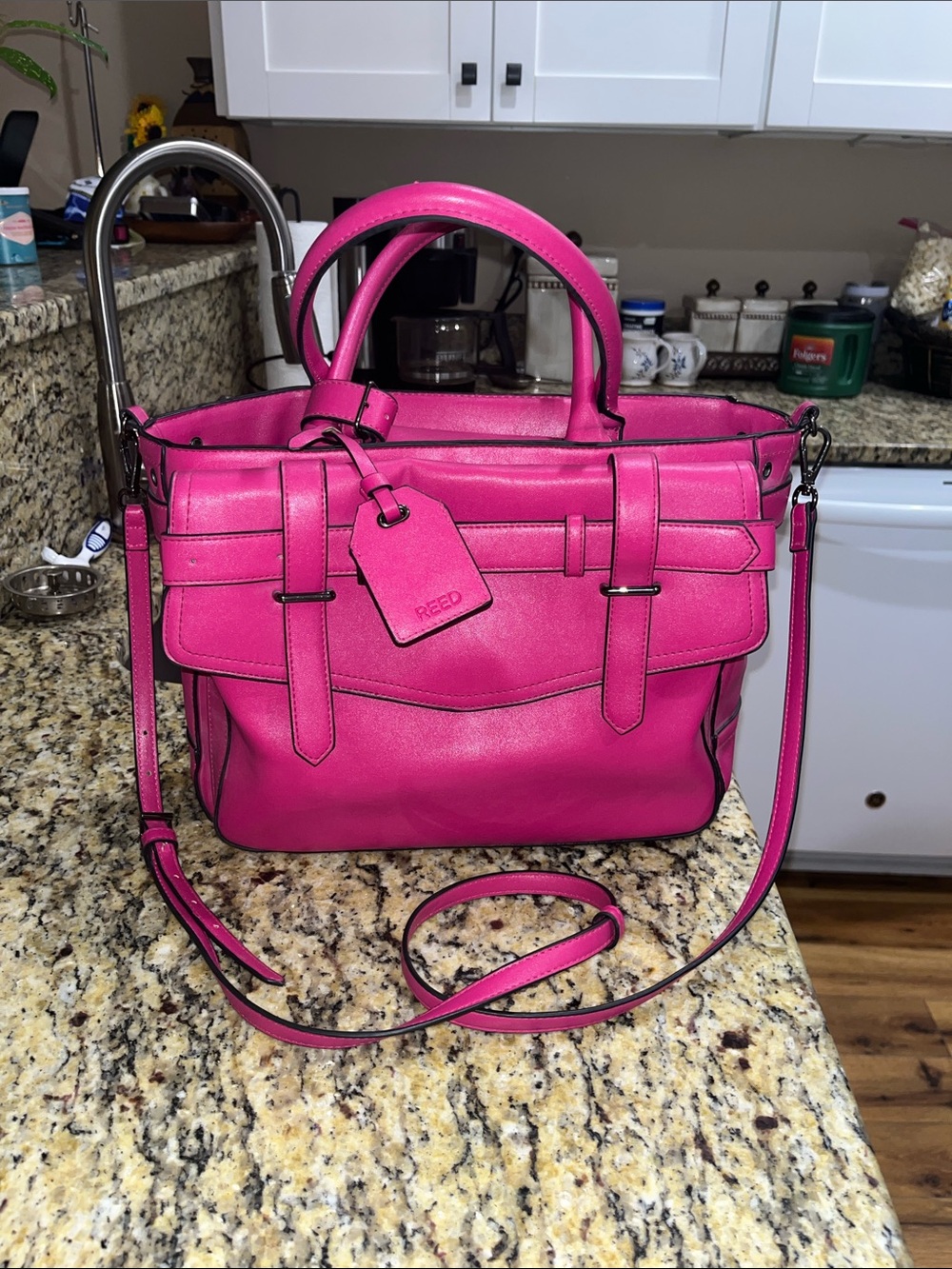 EUC Reed Magenta Vegan Leather Handbag